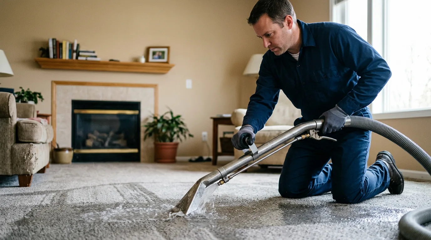 Water damage restoration technician working near New Waverly, IN